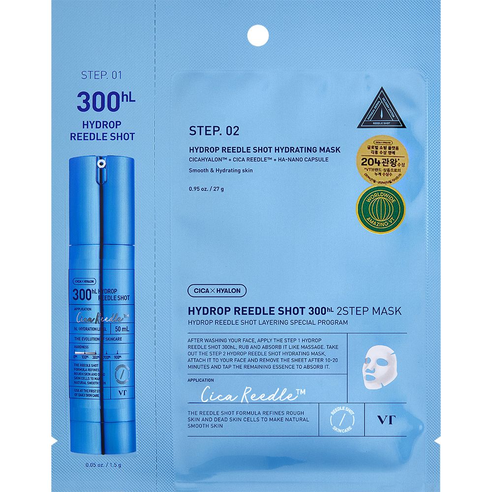 VT COSMETICS Hydrop Reedle Shot 300hL 2-Stufen-Sheet Mask 28,5 pz Masc