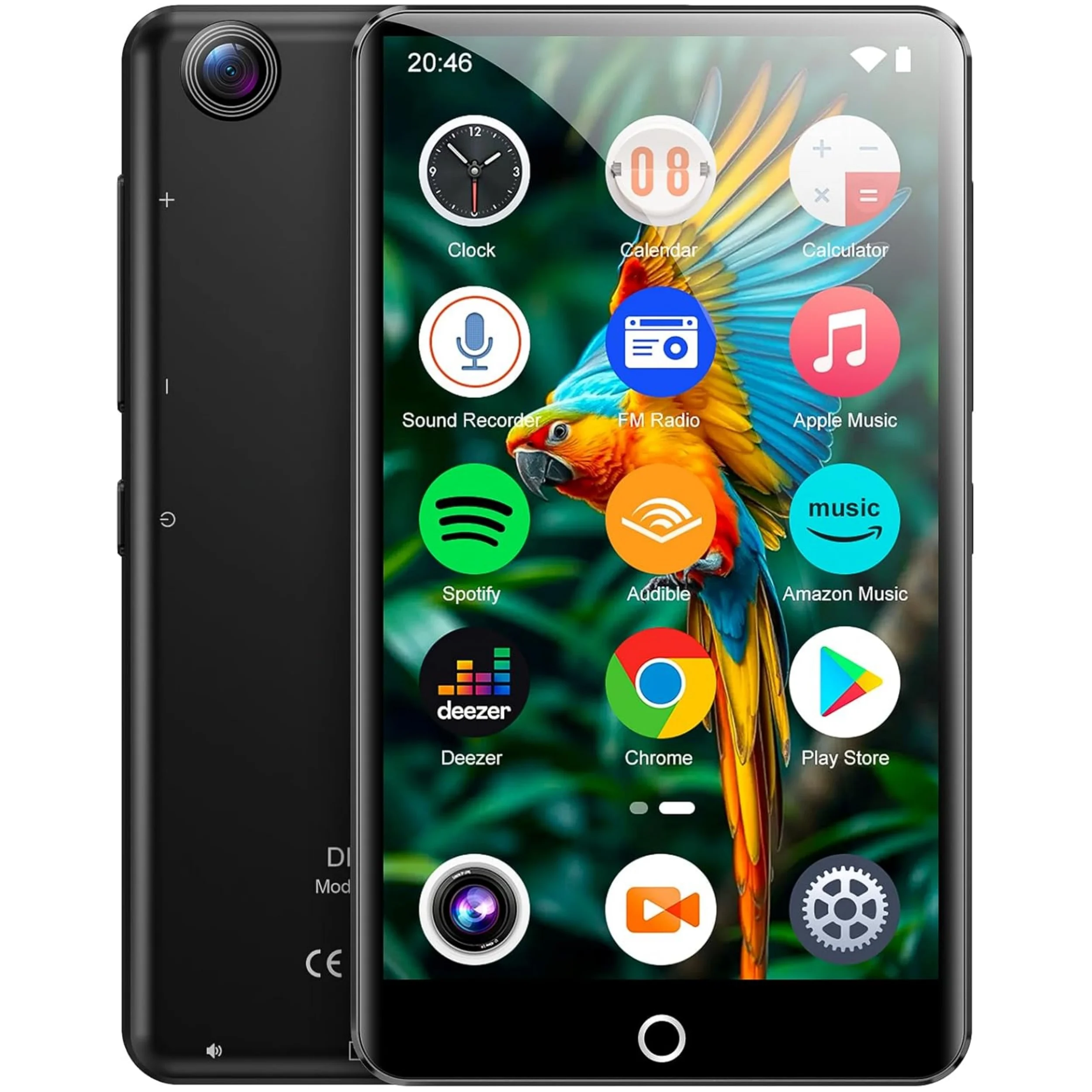 Lecteur MP3 80 Go (16 Go + 64 Go) avec Bluetooth et Wi-Fi, lecteur MP3 avec caméra arrière, lecteur MP3/MP4 Android avec Spotify, Audible