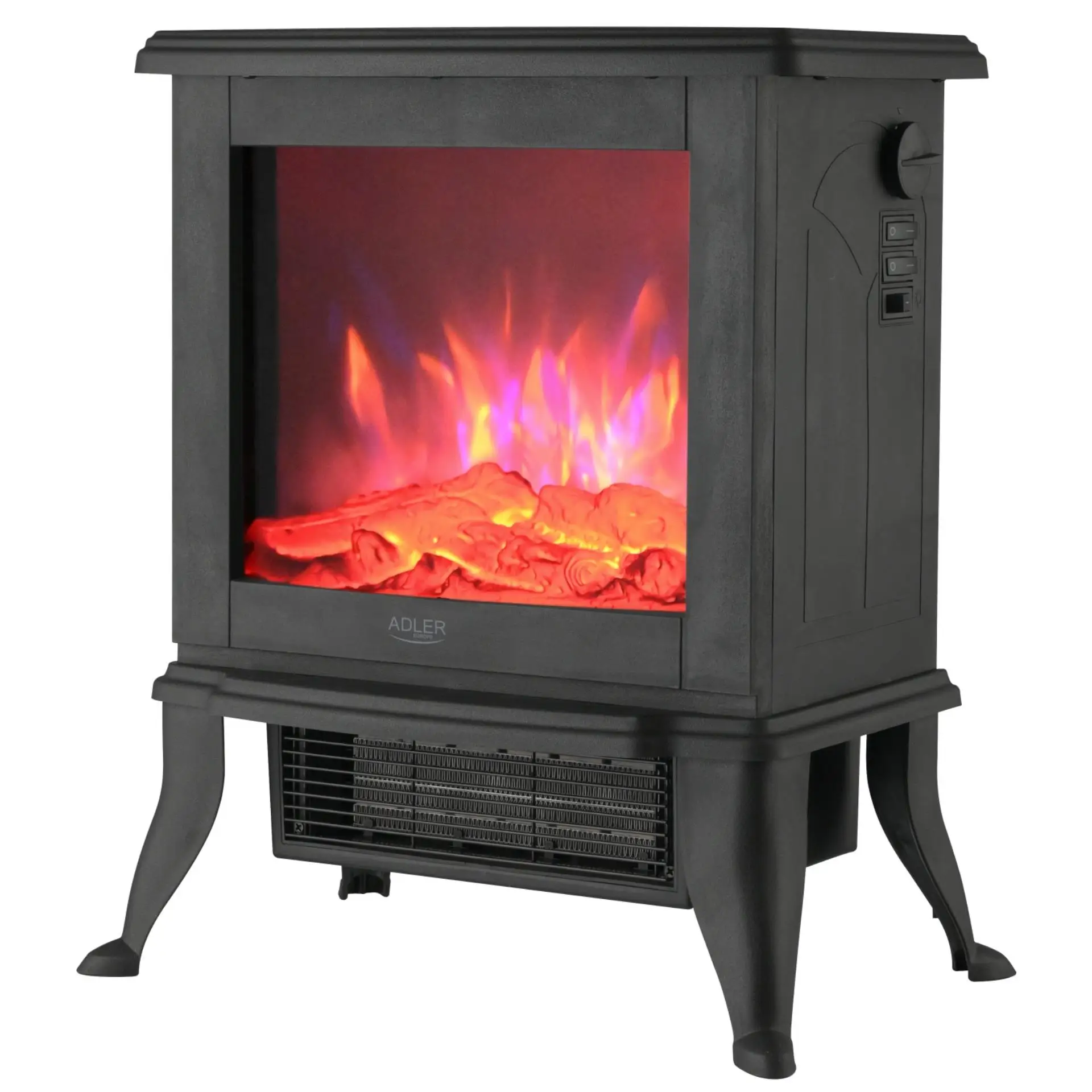 Elektroheizung, Kamin, elektrischer Ventilator, 2 Heizleistungen, 2 Aufblasenstufen, einstellbarer 3D-Flammen-Thermostat