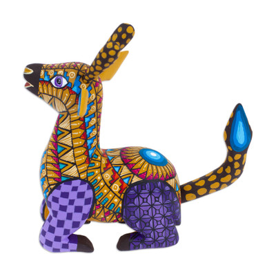 'Hand-Painted Mexican Wood Alebrije Giraffe Figurine'