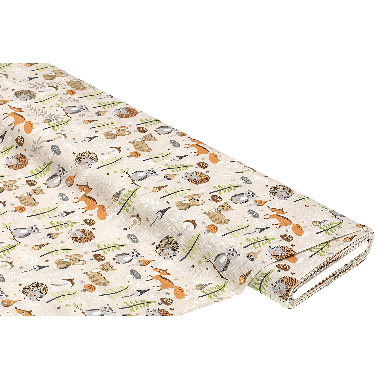 Bio-Baumwollstoff Waldtiere, natur-color