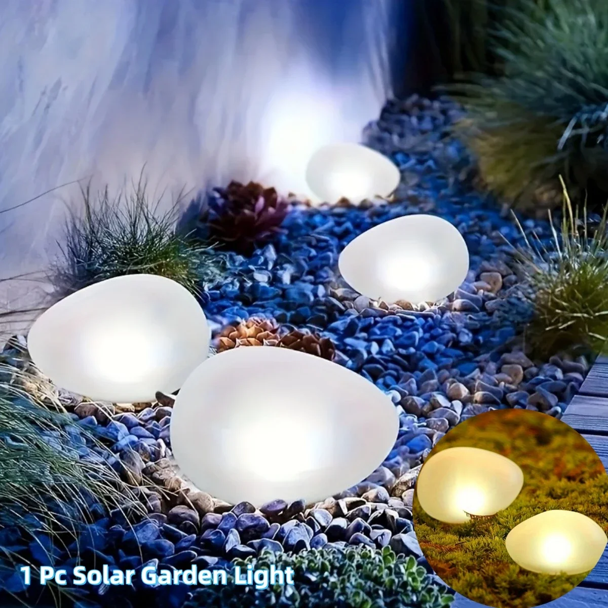 Solar-Steinlicht, Milchglas-Bodenlampe, wasserdichte Laterne für den Außenbereich, für Garten, grünes Licht, Rasen, Innenhof, dekorative Lampe