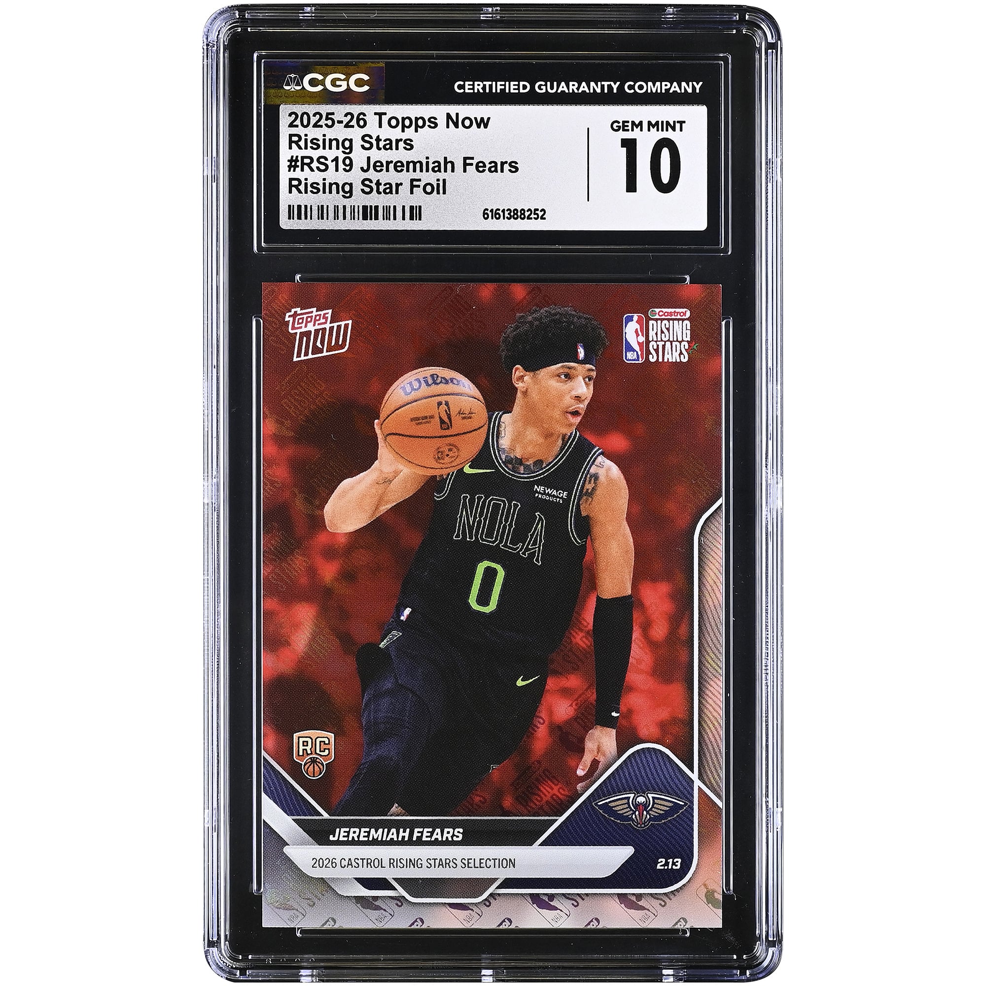 V106832 Pelican Jeremiah Fears New Orleans Pelicans 2025-26 Topps Now Rising Star Foil #RS19 Authentifié CGC 10 Carte de recrue 0 Jeremiah - No Gender Taille: No Size