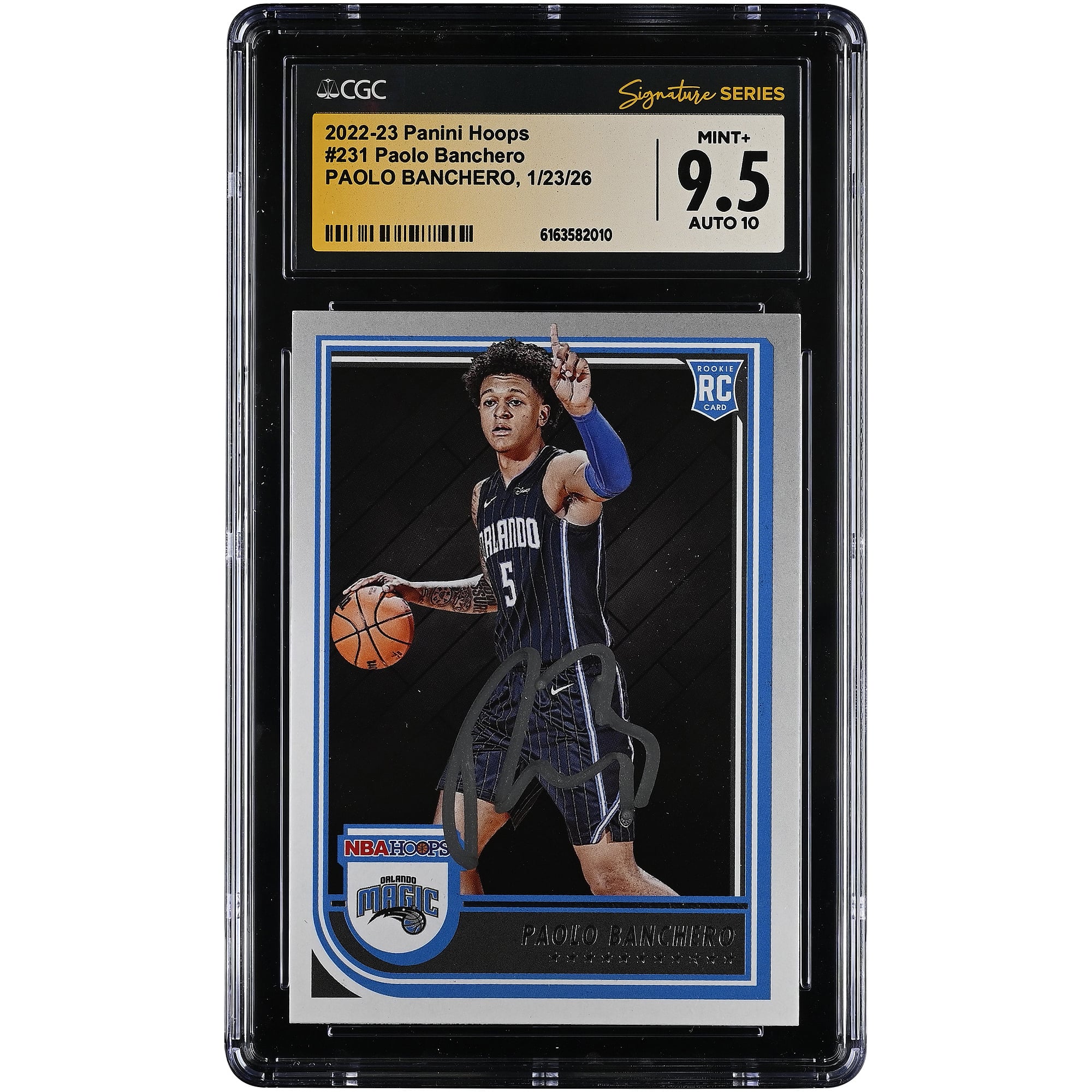 Carte de recrue autographiée de Paolo Banchero (Orlando Magic) 2022-23 Panini Hoops n° 231, authentifiée CGC 9,5/10 - No Gender Taille: No Size