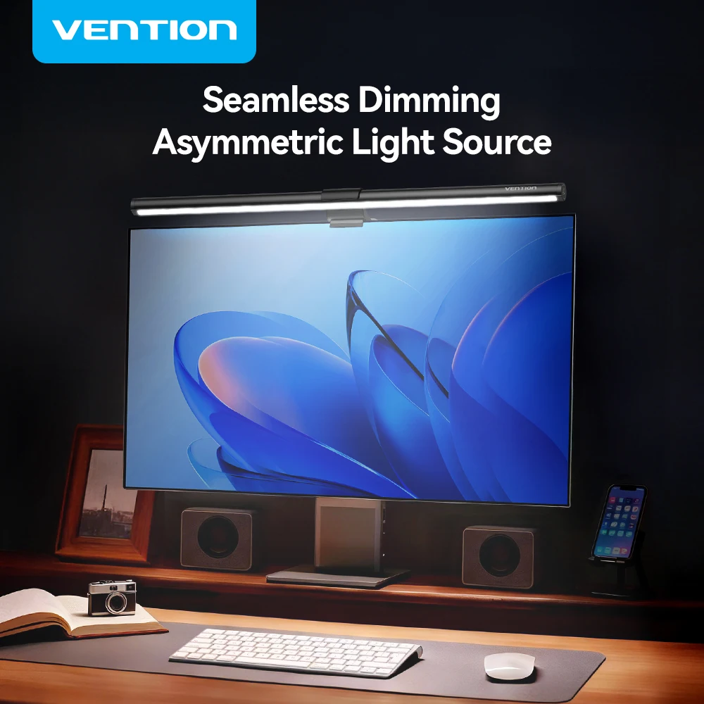 Vention LED-Monitor-Lichtleiste, PC-Laptop-Bildschirm, Lichtleiste, hängender Augenschutz, asymmetrische Lichtquelle, USB, 3-farbige Leselampe