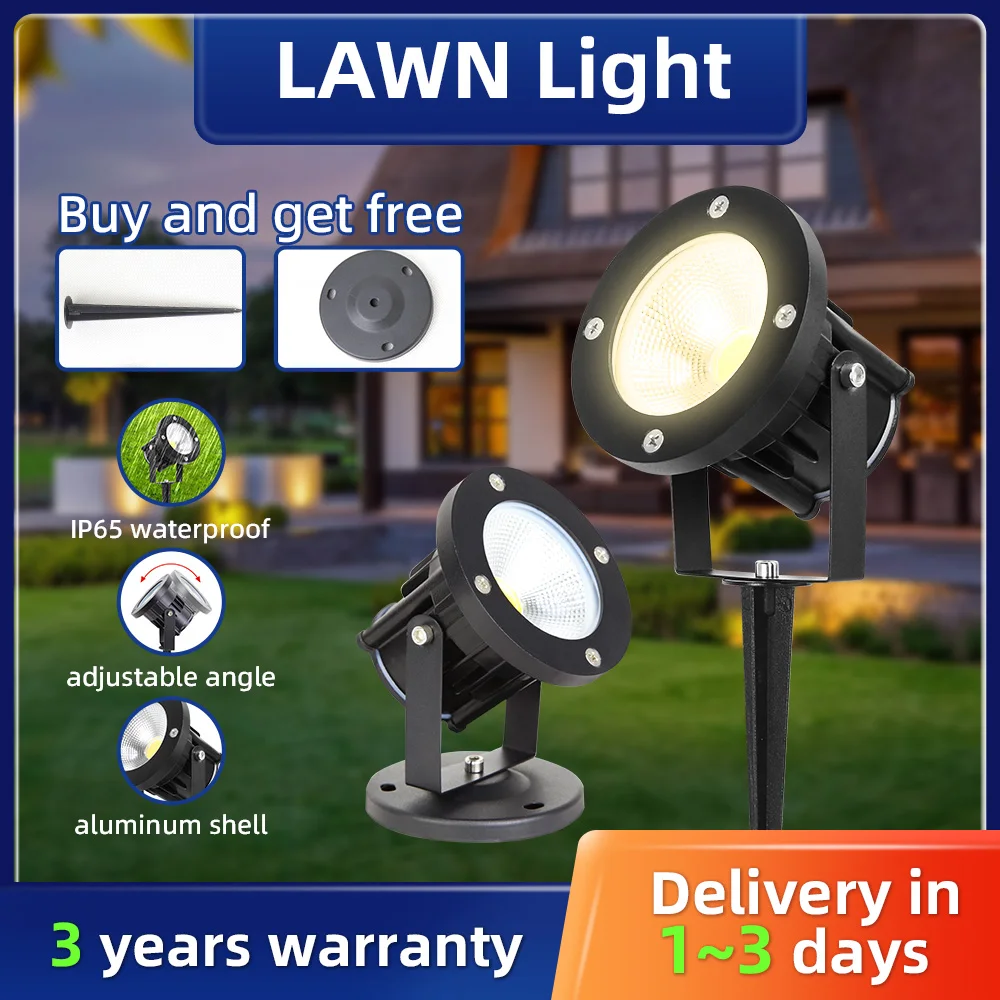 Lampe LED COB GU10 pour éclairage de jardin, lampe de pelouse, éclairage extérieur étanche, projecteurs de jardin LED, AC85-265V, décoration de jardin et de terrasse