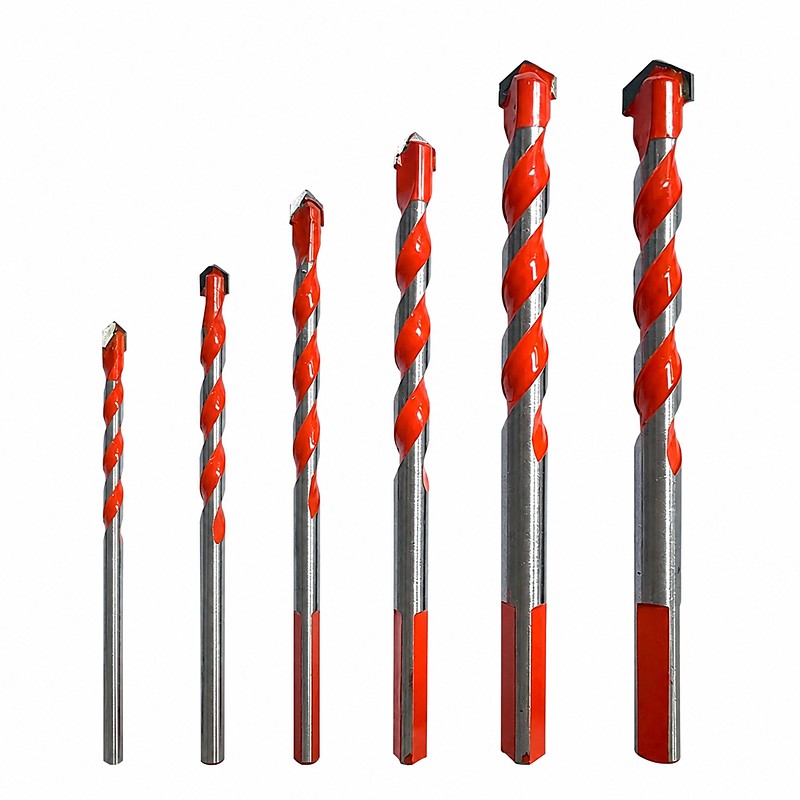 6PCS Diamond Drill Bit Set, Triangle Carbide Tipped Hole Saw Bits for Ceramic Tile, Glass, Marble, Concrete, Brick, Wood and Metal, Multi Material Drilling Tool for Home Improvement DIY Projects