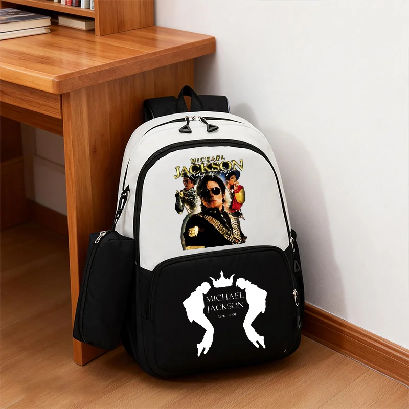 Sac à dos Michael Jackson Singer MJ, sacs d'école pour enfants, sacs d'école pour garçons et hommes, grand sac à livres, ensemble de 2 pièces avec trousse à crayons, sac à dos Harajuku