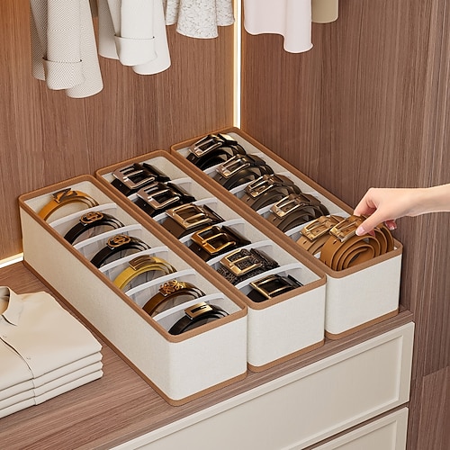 Große Aufbewahrungsbox für Gürtel mit sechs Fächern (1/2/3-teilig), Kleiderschrank-Organizer und -Unterteilung, multifunktionale Aufbewahrungsbox für den Haushalt, geeignet zur Aufbewahrung von
