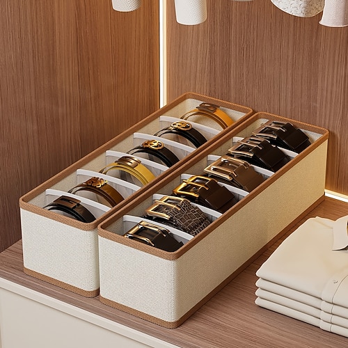 Große Aufbewahrungsbox für Gürtel mit sechs Fächern (1/2/3-teilig), Kleiderschrank-Organizer und -Unterteilung, multifunktionale Aufbewahrungsbox für den Haushalt, geeignet zur Aufbewahrung von