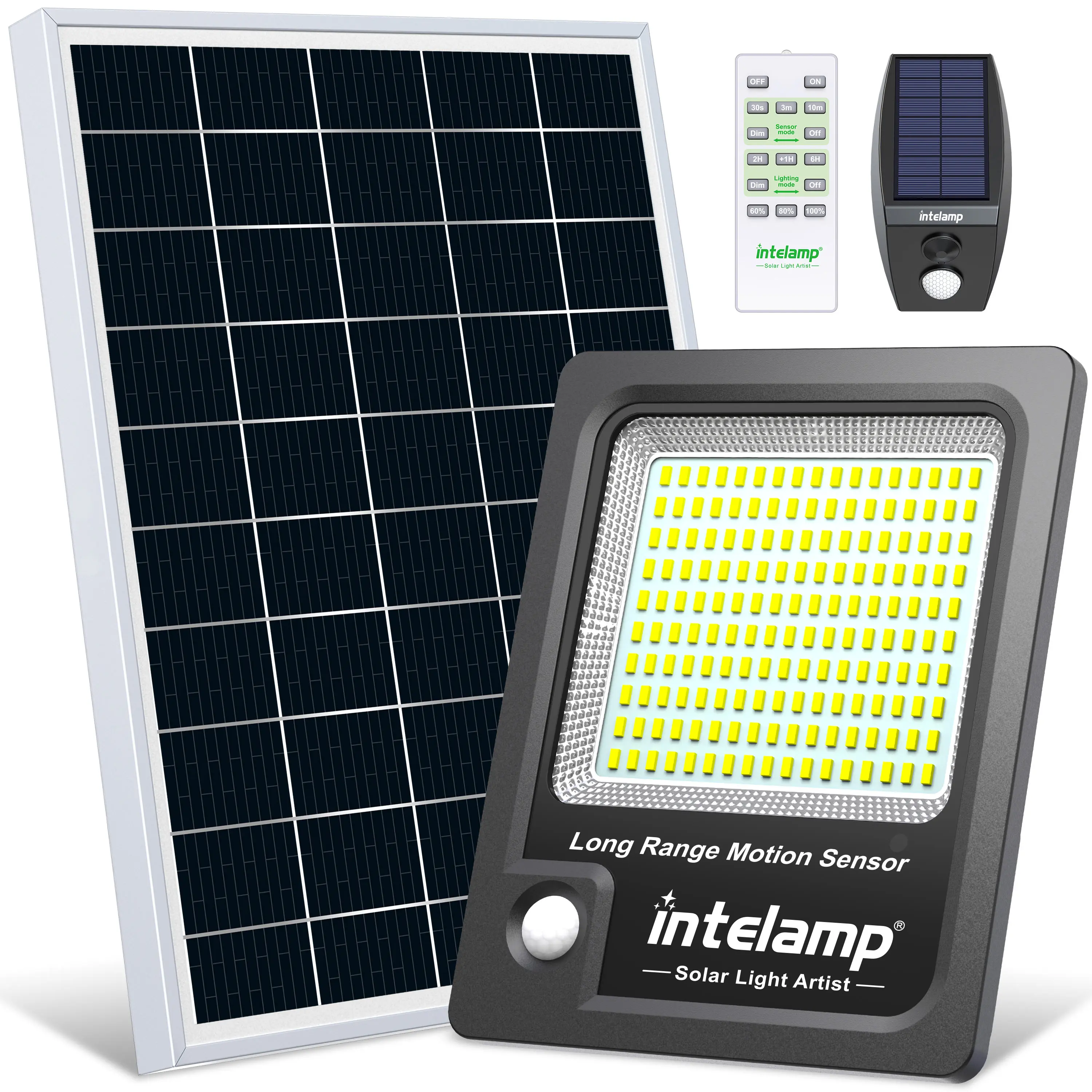 Intelamp 12000mAh Solar-Flutlichter für den Außenbereich, IP65, größeres Solarpanel, Bewegungssensoren, Solar-Sicherheitsleuchten für Garten und Hof solarleuchte außenbereich solarlampe für außen led solar außenleuchte