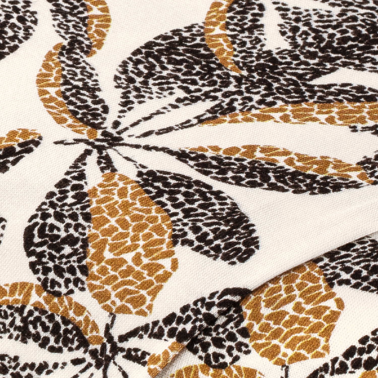 Elastik-Jersey Floral, braun/schwarz