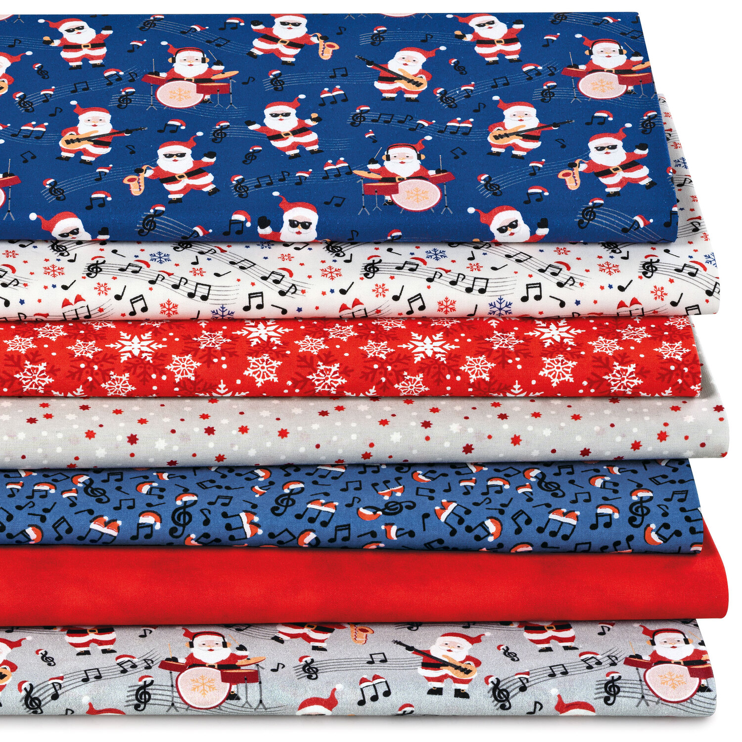 Patchwork- und Quiltpaket Singing Santa, blau-color