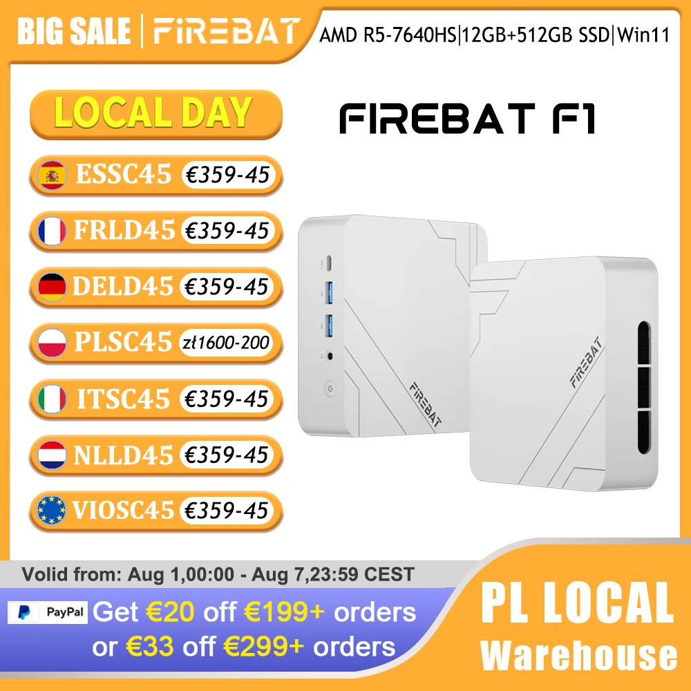 Firebat Mini-PC F1 AMD Ryzen 5 7640HS Gaming-Desktop 12 GB DDR5 512 GB SSD Windows 11 Pro Wi-Fi 6 USB4.0 Kompakter Computer
