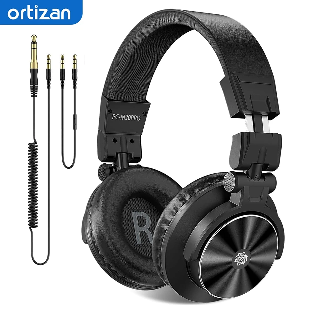 Casque audio filaire circum-auriculaire Ortizan : Casque de monitoring studio - Haut-parleurs professionnels de 50 mm, casque stéréo DJ 40 kHz - Prise audio 1/4 à 3,5 mm pour l