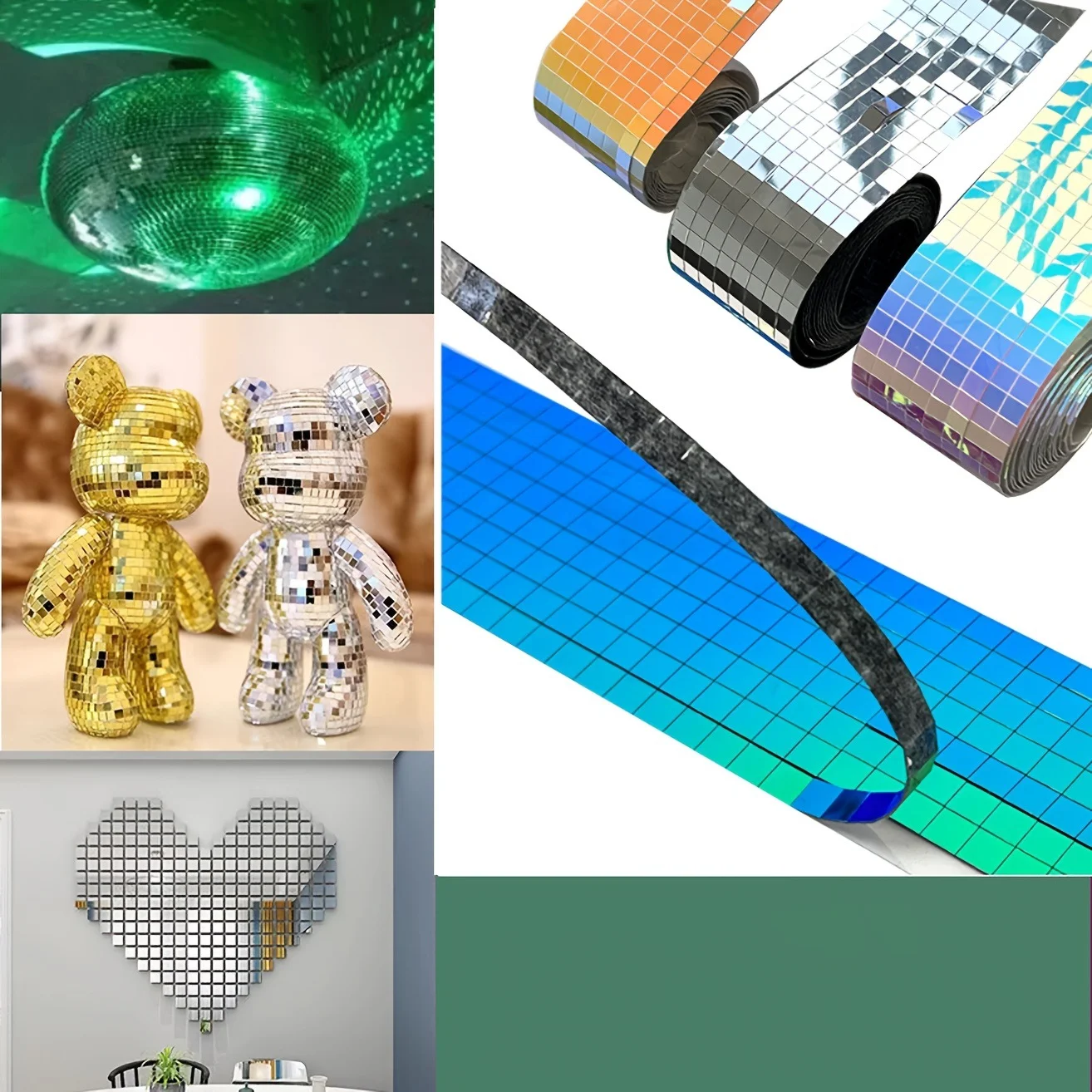 Kreative DIY Spiegel-Wandaufkleber Mosaik-Glas Selbstklebende Fliesen 3D Hintergrund-Dekoration für Party Feiertage Heim-Deko-Set