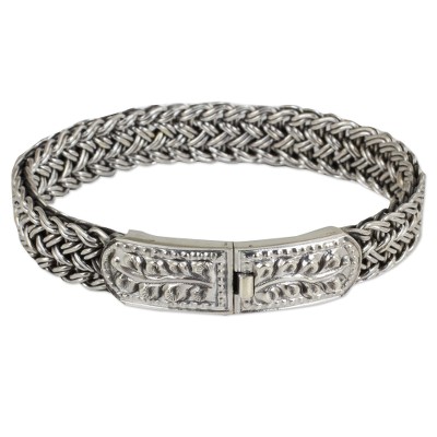 Mayom Tree,'Handcrafted Sterling Silver Wristband Bracelet'