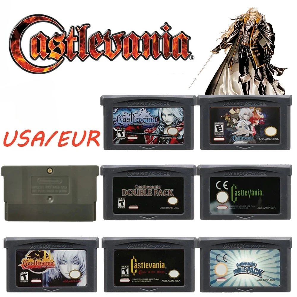 ●Castlevania GBA Game Series Video Game Cartridge 32 Bit Game Console Memory Card Asia of Sorrow Dissonance for GBASP NDSL