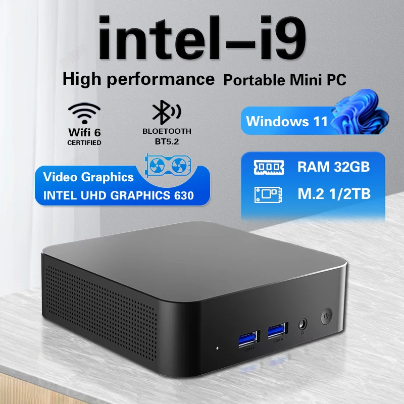 2026 Intel Core i9 10980HK N150 Mini-PC Computer Windows 11 Pro 32GB RAM 1TB SSD Gaming-Computer WiFi 6 Tragbarer Mini-Desktop-PC