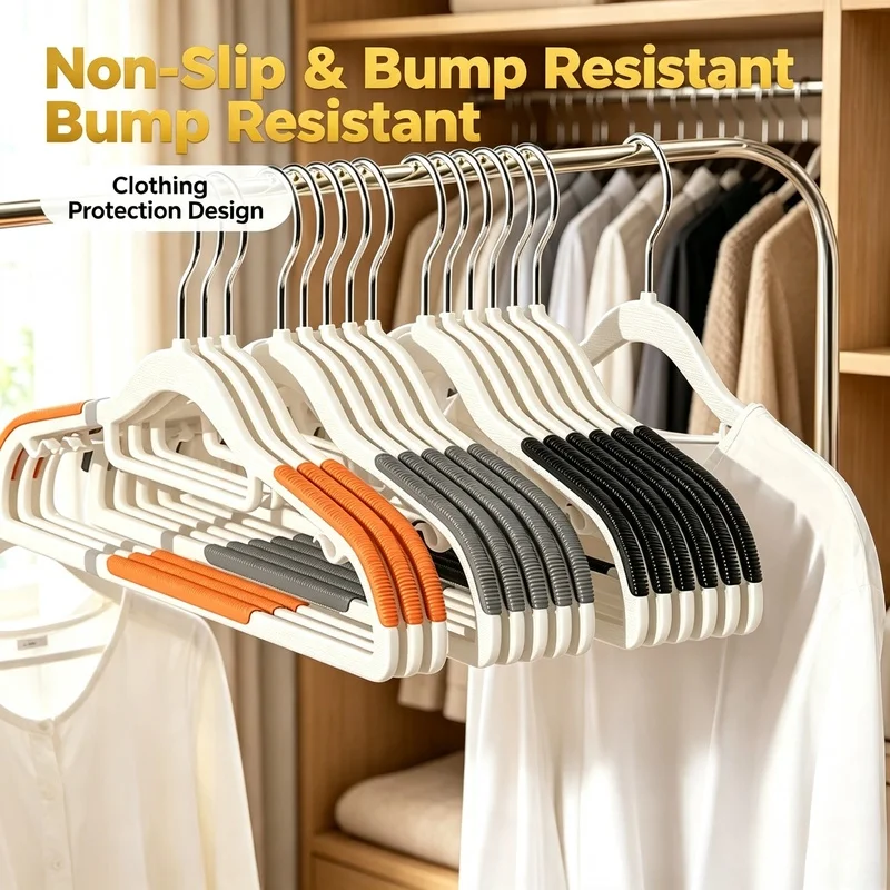 10 Stück Schwarz Orange Grau Multifunktionale Rutschfeste Kleiderbügel Nass-Trocken-Verwendung Schlafzimmer Kleiderschrank Haushalt Kleiderorganizer