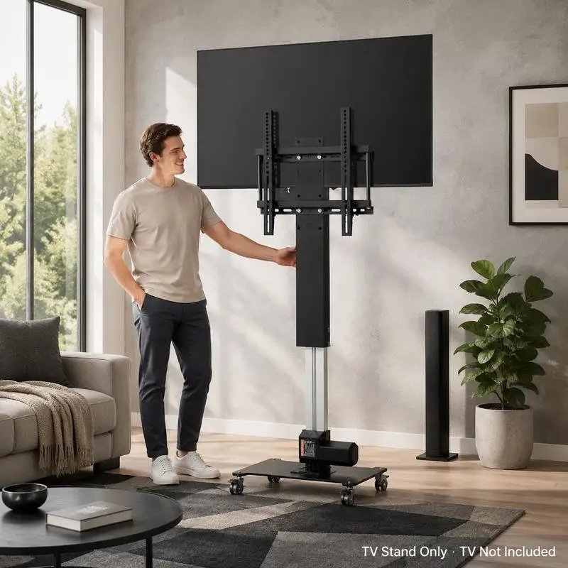 Support TV pour téléviseurs LCD et plasma, support TV automatique, élévateur TV, support élévateur TV de 97,4 à 167,4 cm, réglable en hauteur et stable, max. 60 kg