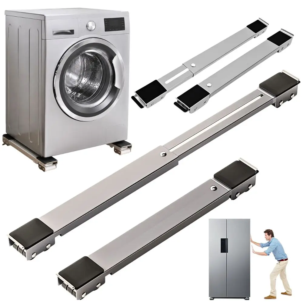 Base de déplacement réglable pour appareils électroménagers, 2 pièces, avec roues verrouillables, glissières de support antidérapantes pour réfrigérateur domestique, sèche-linge YMY