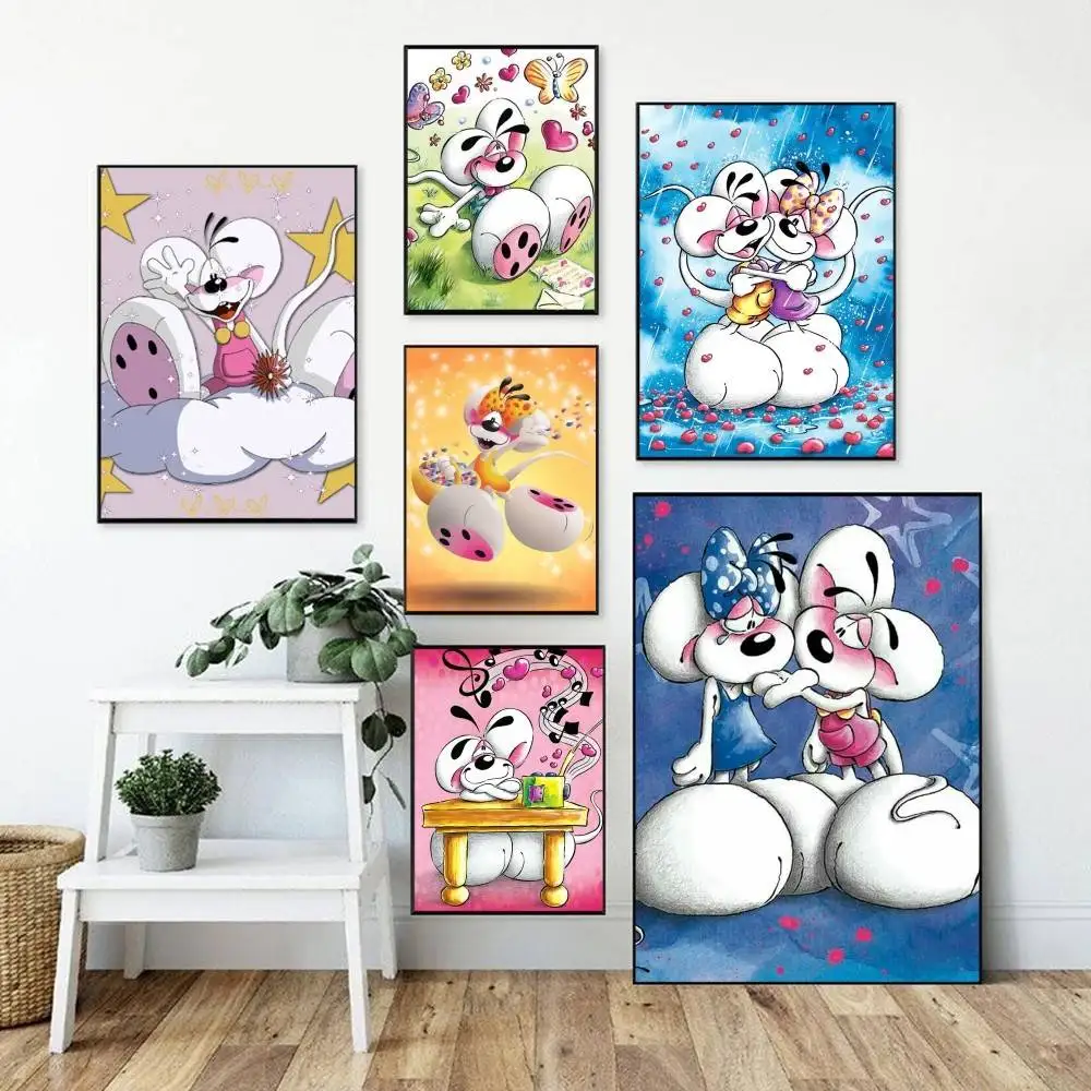 Affiche de dessin animé Diddl Mouse, autocollant spatial parfait, auto-adhésif pour le bureau, le home cinéma, décoration murale, cadeau fantaisie