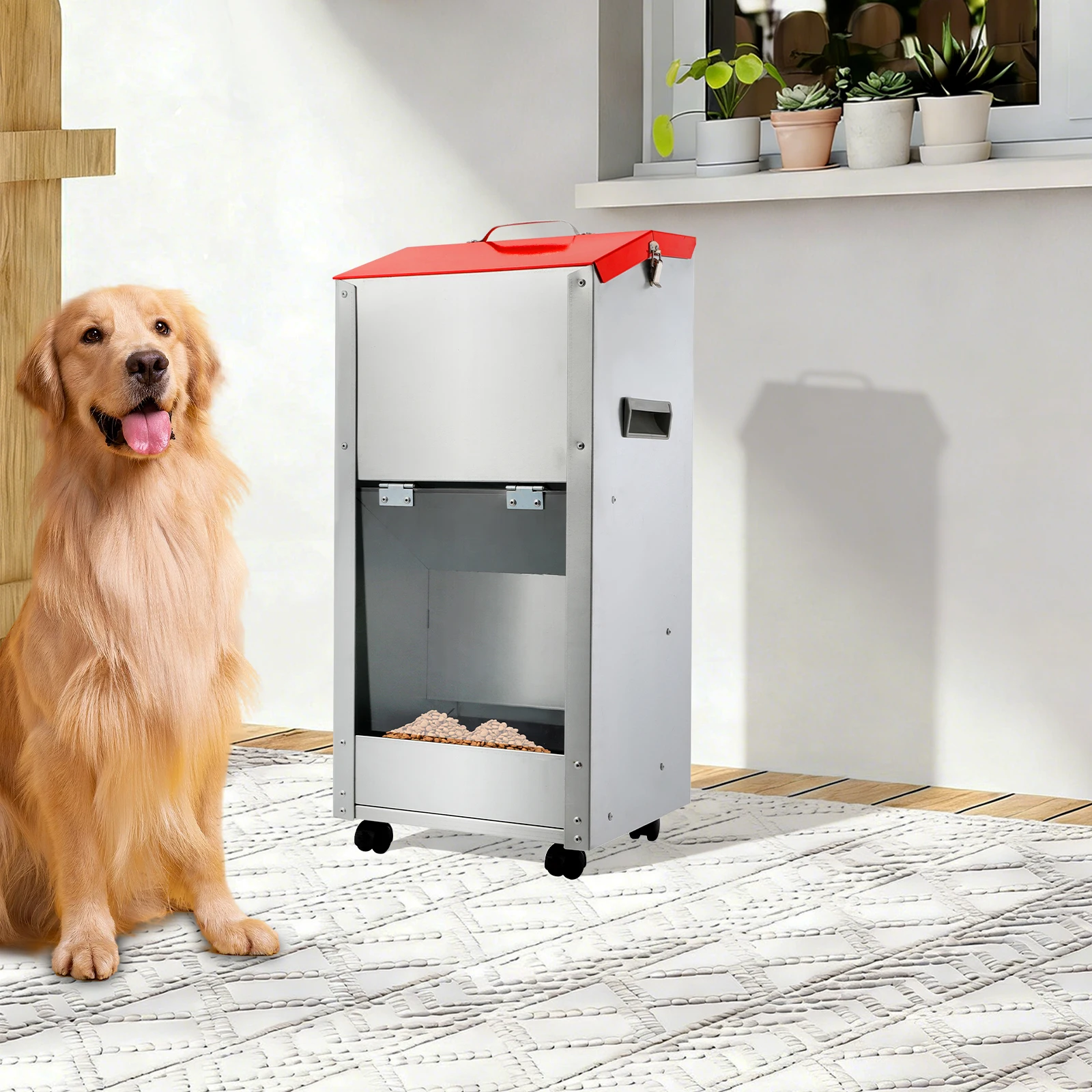 Distributeur automatique de nourriture pour chien à alimentation par gravité, roues pour distributeur de nourriture pour chien, distributeur de nourriture pour animaux de compagnie adapté à divers