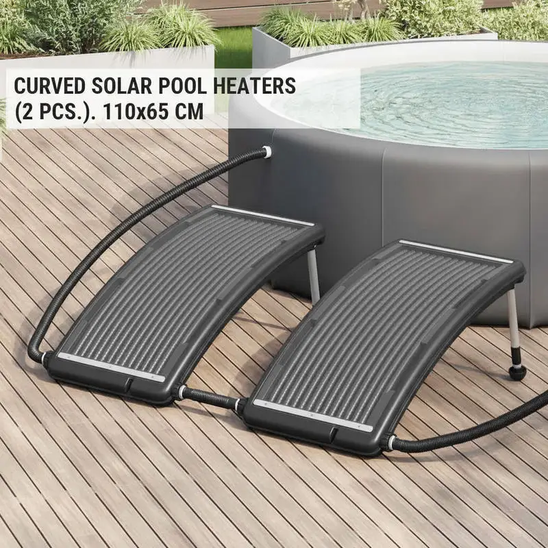 Chauffe-piscine solaire, Chauffe-piscine hors sol, Panneaux solaires courbes pour piscine, 2 pièces 110x65 cm, Collecteur solaire pour piscine, Accessoire de piscine extérieure
