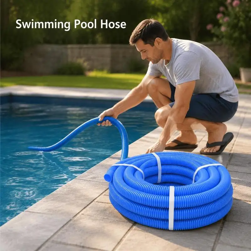 Tuyau de piscine bleu 32 mm 6,6 m – Flexible pour pompe de filtration, connexion pour nettoyage de piscine, accessoire pour piscine amovible, résistant et durable, idéal pour piscines surélevées et