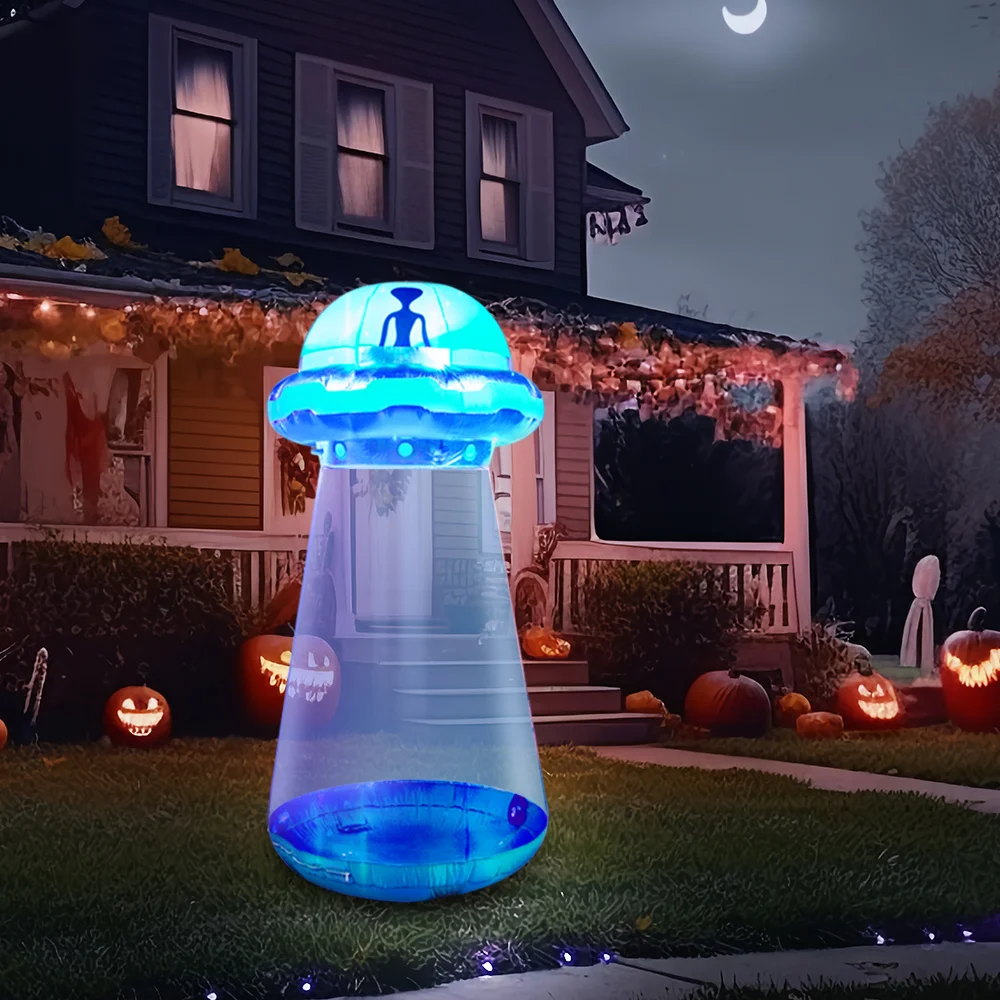 Décoration gonflable UFO de 9 pieds de haut pour Halloween, décorations gonflables pour la décoration de jardin, décorations d