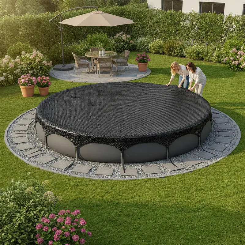Couverture solaire pour piscine, couverture de piscine à bulles, couverture de piscine noire 300 cm PE, couverture de piscine extérieure, accessoire pour piscine