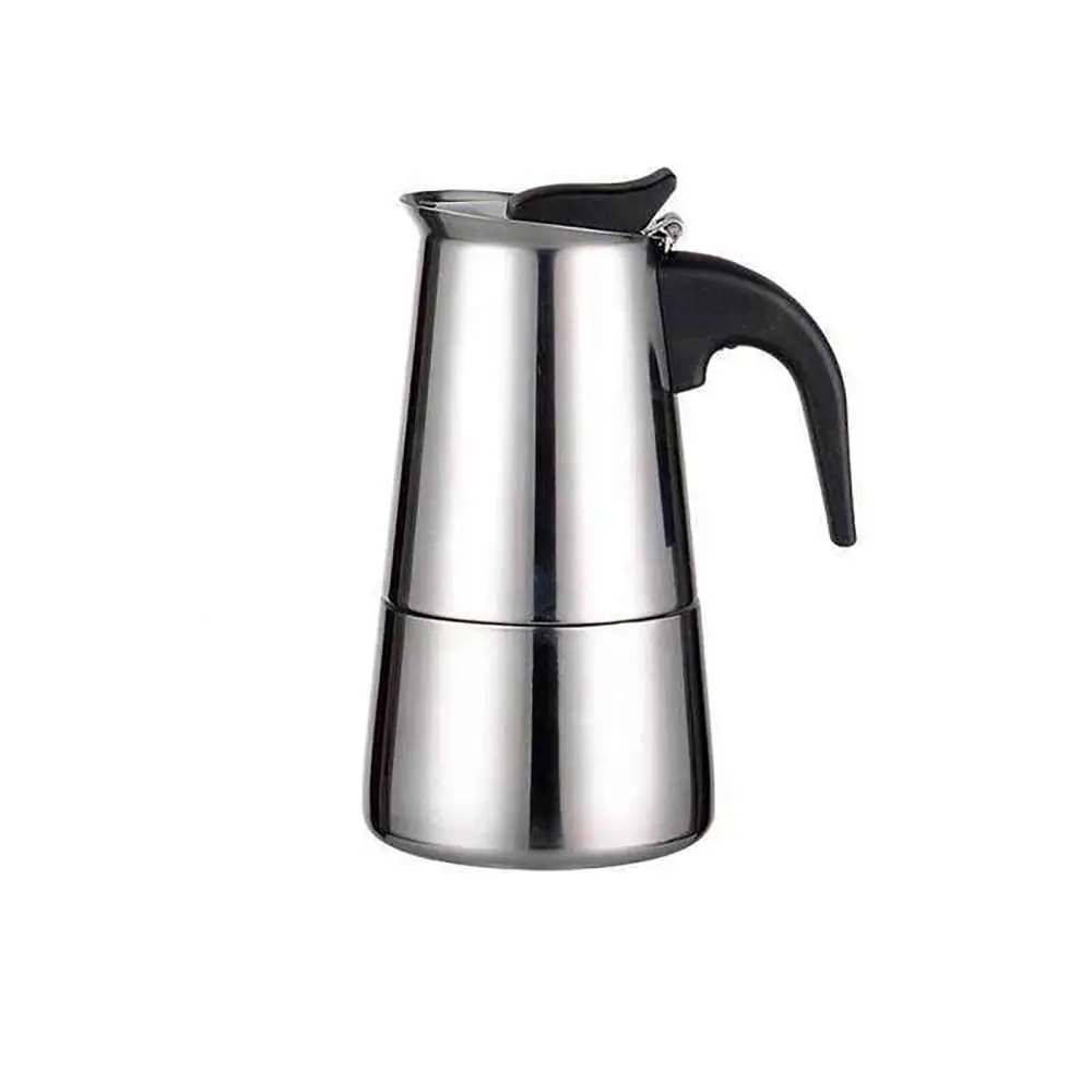 Cafetière à expresso pour cuisinière, Cafetière italienne Moka Pot, 100ML/2 tasses, en acier inoxydable, avec poignée isolée, idéal pour plaque à induction, Percolateur à expresso pour cuisinière,