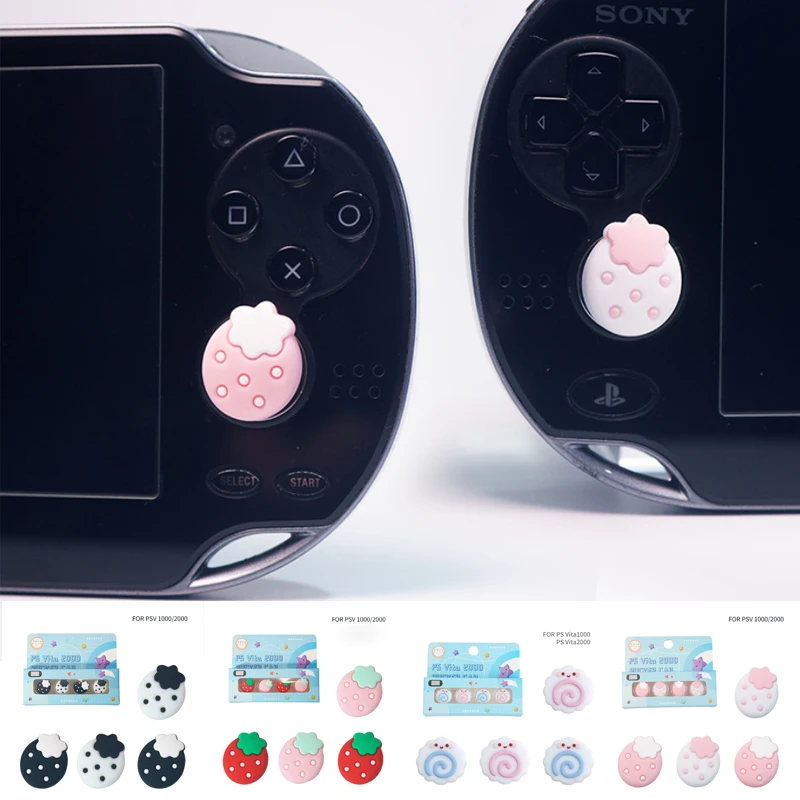 4pcs Strawberry Soft Thumb Stick Grip Cap Joystick Cover For Sony PlayStation Psvita PS Vita PSV 1000 Fat/2000 Protector Case