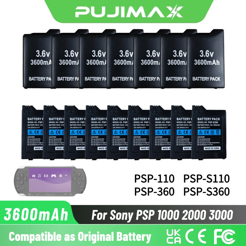 PUJIMAX 1-20PCS 3.6V 3600mAh Battery for Sony PSP1000 PSP2000 PSP3000 PSP-S110 PSP-110 1004 2004 3004 PlayStation Gamepad