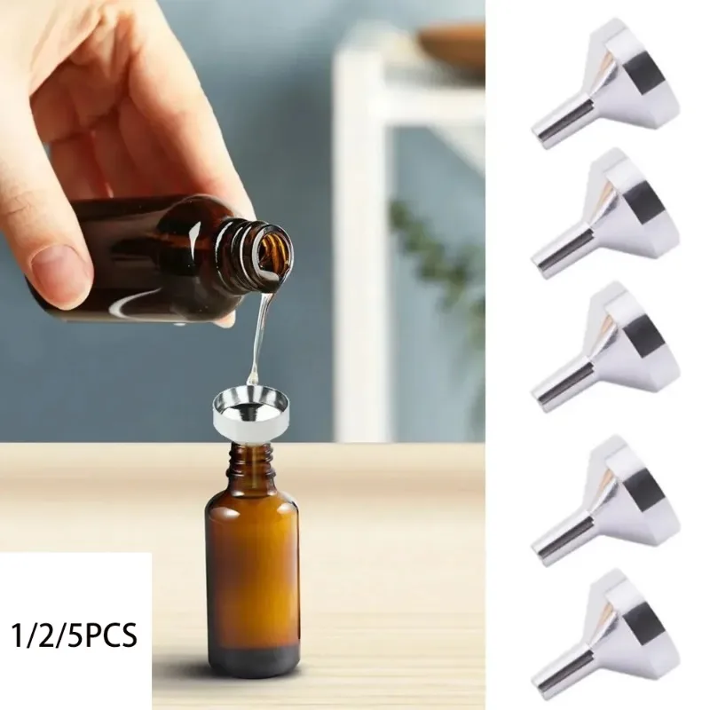 1/2/5Pcs Mini Metal Aluminum Funnel Kitchen Oil Liquid Funnel with Detachable Filter Wide Mouth Funnel for Canning Kitchen