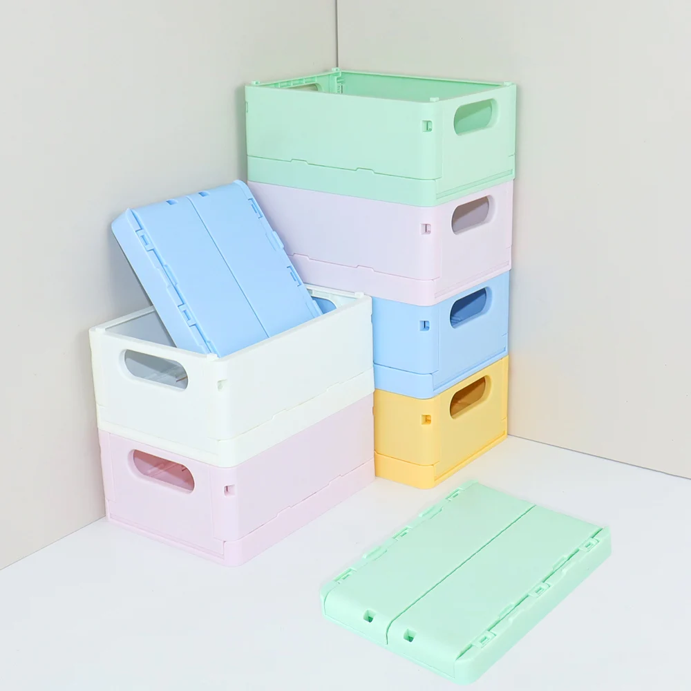 Folding Storage Boxes Basket Household Clutter Box Home Desktop Organizer Foldable Multi-functional Plastic Box Makeup Organizer