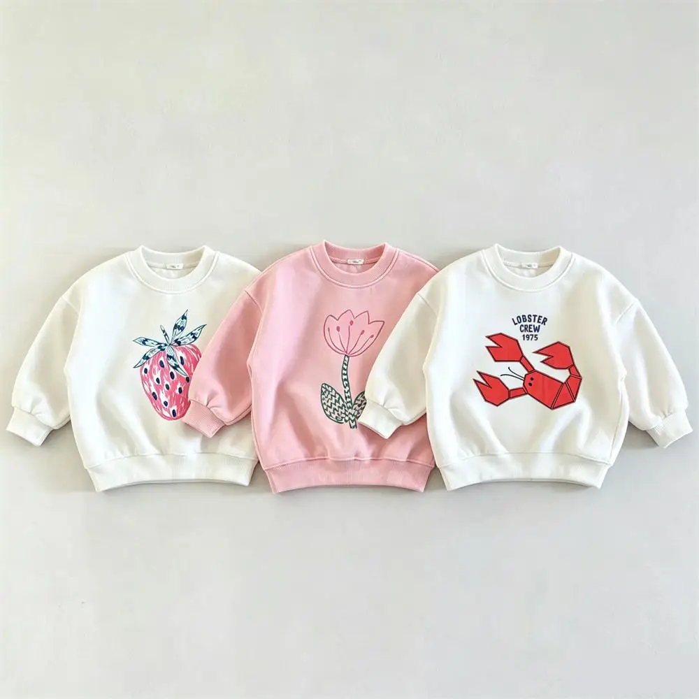 Toddler Fashion Clothes Crewneck Sweatshirts Printed Tops Outer Wear Autumn Wear 1-6Years Old Girls Child Long-sleeved Hoodie