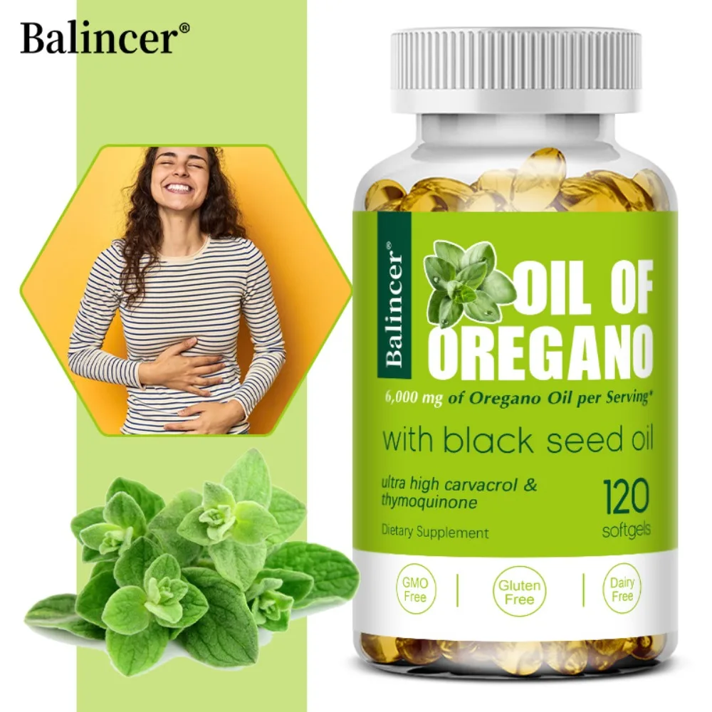 Oil of Oregano Capsules - with Black Seed Oil Strength for Gut Health, Digestive Health, Immune Support