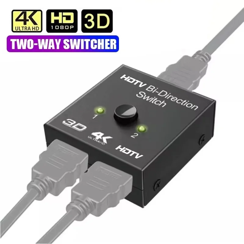 HDMI-compatible Ports Adapter Switch Bi-Direction 2.0 Splitter 1x2/2x1 Adapter 2 In 1 Out Converter For PS5 PS4 Pro/4/3 Xbox 3D