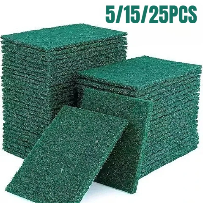 5/15/25PCS Household Green Scouring Pad Kitchen Dishwashing and Dishwashing Convenient Durable Household Cleaning