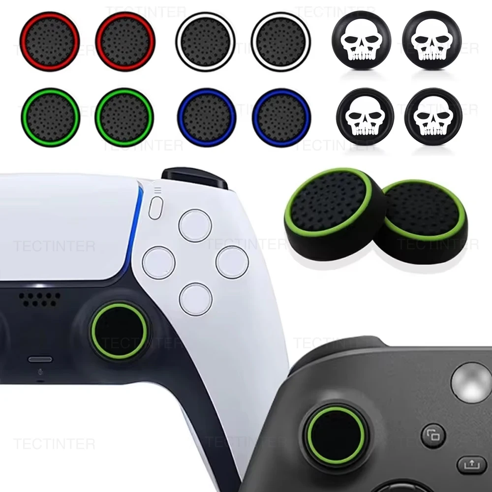 4Pcs Silicone Analog ThumbStick Grip Caps Cover for PS5/PS4/PS3/Switch 2 Accessories for Steam Deck/Xbox One/Xbox 360 Controller