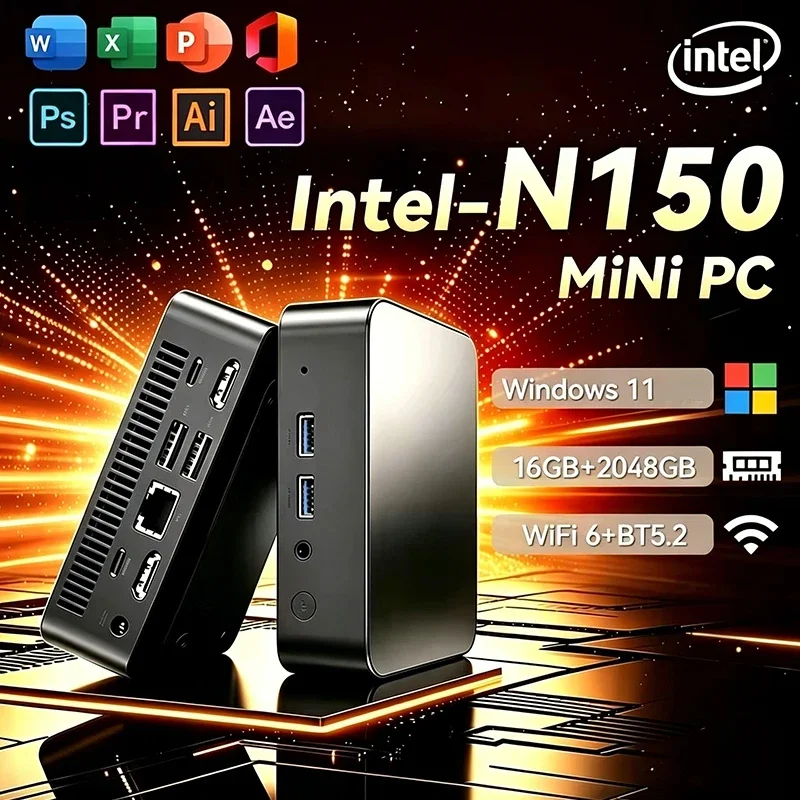 NEW Mini PC Windows 11 Intel N150 Core i3 6100U 16GB 32GB RAM 1TB 2TB SSD WiFi6 Portable Gaming Computer Office PC Desktop
