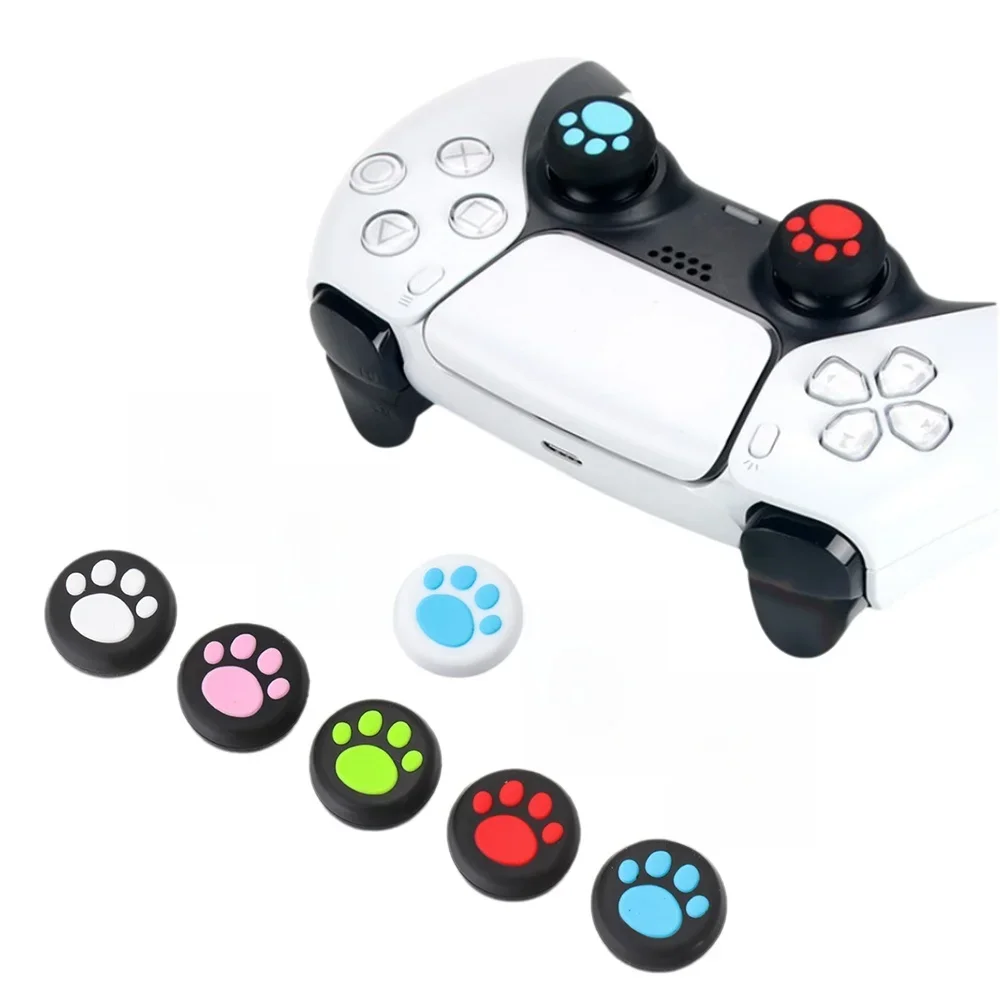 Cat Paw Silicone Caps Thumbstick Grips Joystick Cover Protect Thumb Stick Case for PlayStation 4 PS4 PS5 Xbox One 360 Controller
