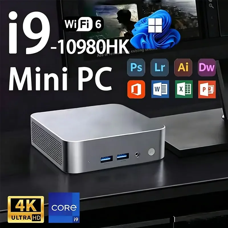 Windows 11 Pro Mini PC Intel I9 10980HK Mini PC Computer 16GB 32GB RAM 1TB SSD Gaming PC Wifi 6 BT5.2 Mini PC Desktop