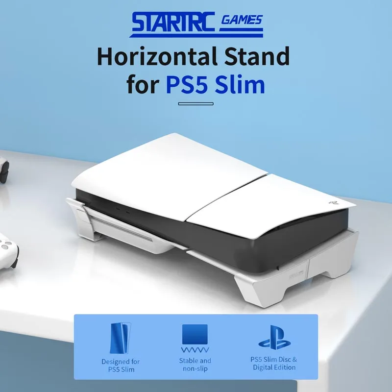 Horizontal Stand for PS5 Slim/Pro Games Console Anti-slip Cooling Base Bracket for PlayStation 5 Slim Console Game Accessories