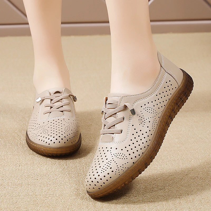 Chaussures pour femmes mocassins chaussures plates femme mocassins en cuir véritable femme chaussures sans lacet Ballet infirmière chaussures pour femmes grande taille