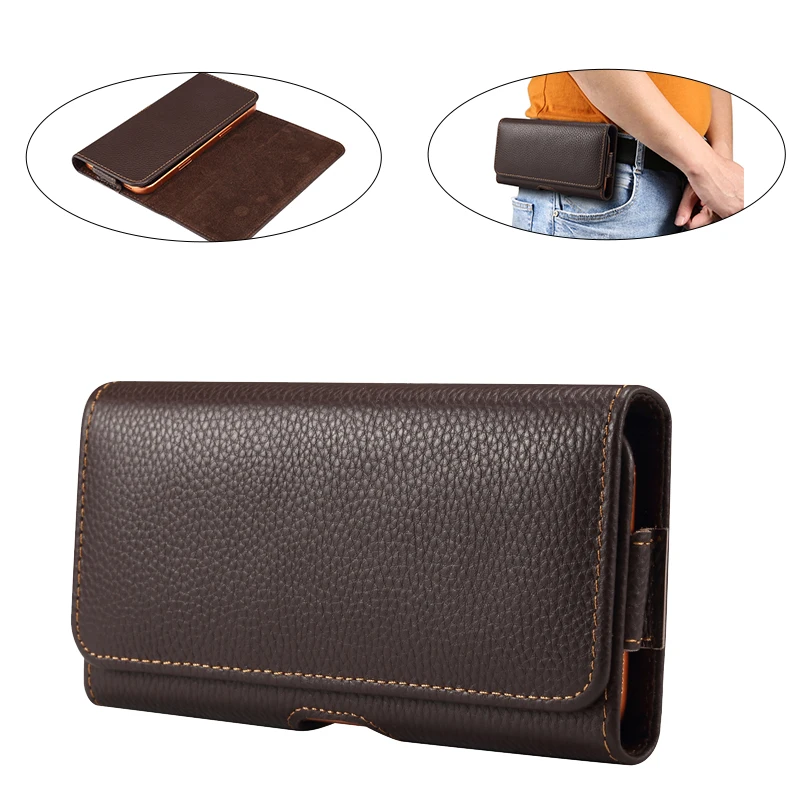 Genuine Leather Waist strap for iphone 17/17pro/17Air/17Pro Max Samsung Xiaom Mi Smart phone Universal Men's Mobile Phones