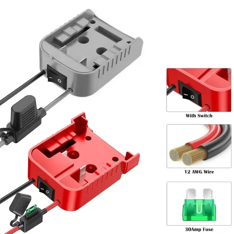 Power Wheels Adapter Battery Adapter For Dewalt/Milwaukee 18V 20V Battery 12AWG Wire Power Connector With Fuse DIY Tool
