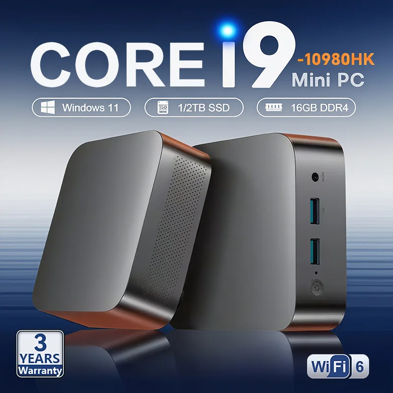 2026 Mini PC Core i9 10980HK Windows 11 Pro Desktop Pc Gaming Computer 16GB 32GB RAM 1/2TB SSD WiFi6 BT5.2 4K HD Gaming Mini PC
